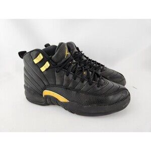 Nike Air Jordan Black Sneakers Mid 12 Retro Big Kids Shoes Basketball Size 4Y‎